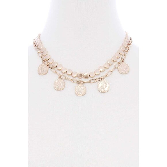 Jewelry - 2 Layered Coin Dangle Metal Necklace